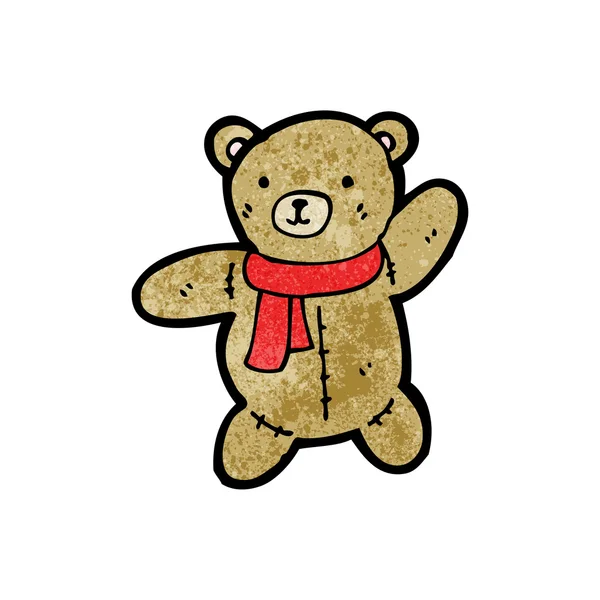 Teddy in sjaal cartoon — Stockvector