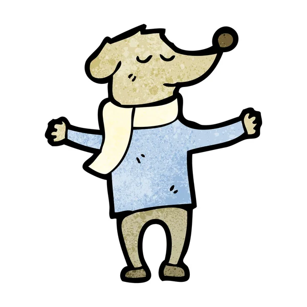 Hund i halsduk tecknade — Stock vektor