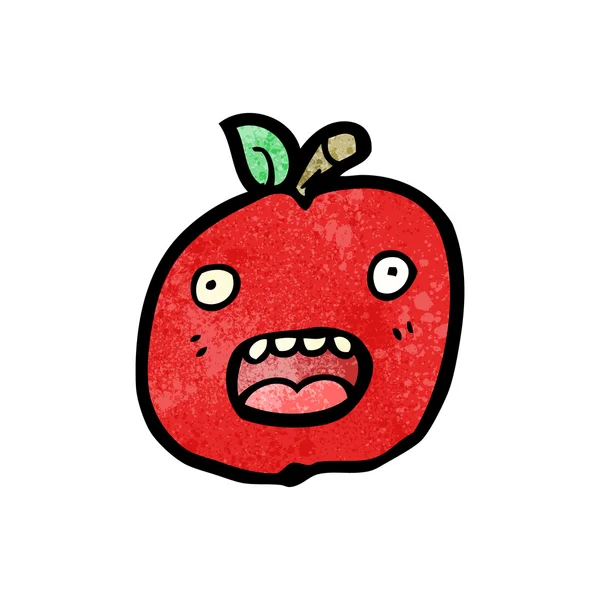 Divertido impactado manzana de dibujos animados — Vector de stock