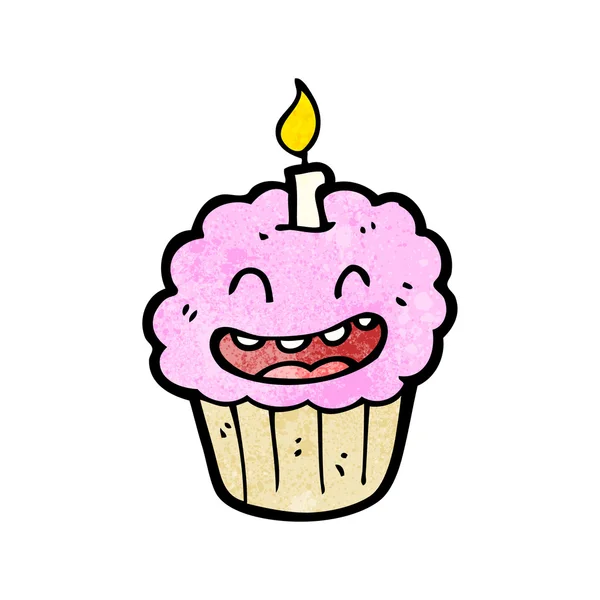 Desenhos animados de uma mascote de bolo de aniversário — Vetor de Stock