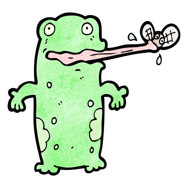 Grenouille attraper mouche dessin animé — Image vectorielle