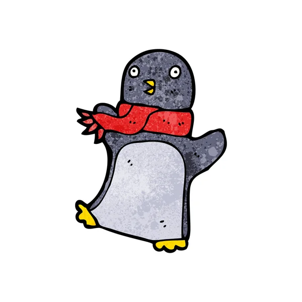 スカーフの漫画の漫画のペンギン — ストックベクタ
