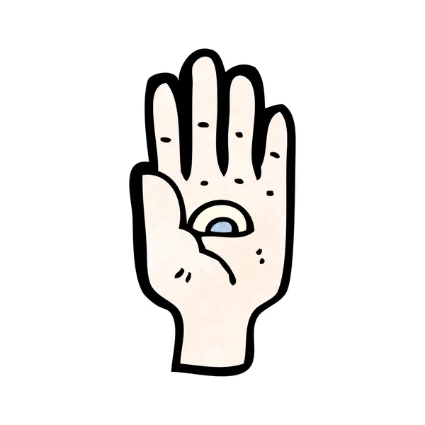 Dessin animé tous voyant signe de la main oeil — Image vectorielle