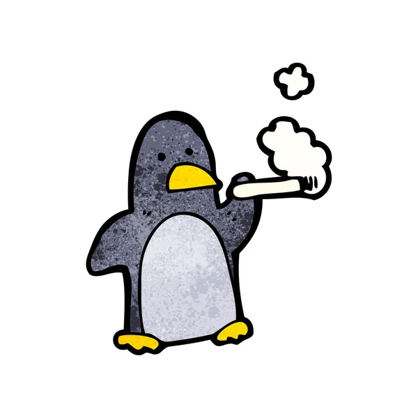 Smoking penguin cartoon — Stock Vector