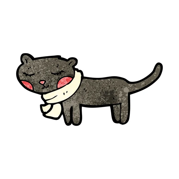 Chat noir en écharpe dessin animé — Image vectorielle