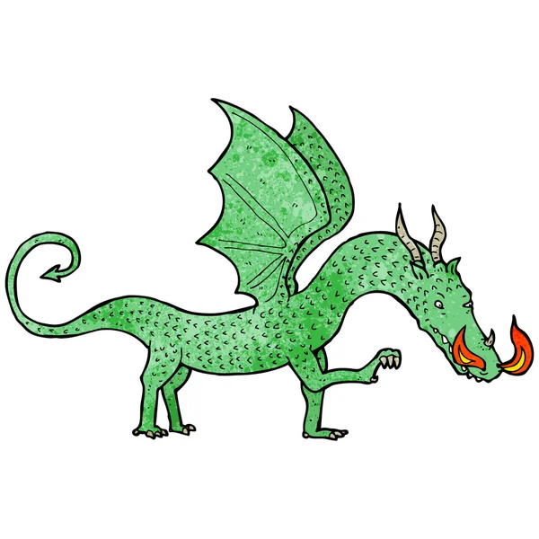 Fuego respiración dragón dibujos animados — Archivo Imágenes Vectoriales