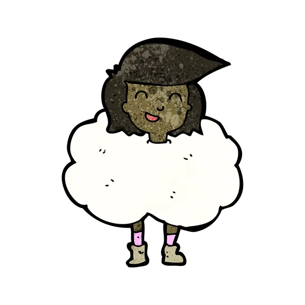 Girl standing in cloud cartoon — Stock Vector