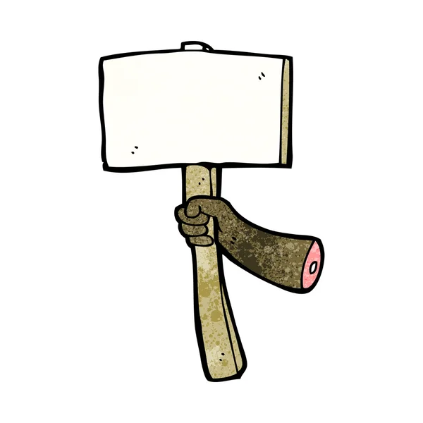 Arm holding placard cartoon — Stock Vector