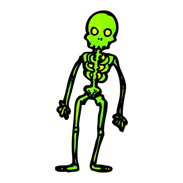 Green skeleton cartoon — Stock Vector