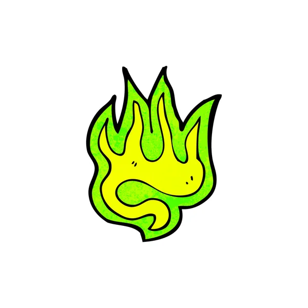Grüne Flammen Karikatur — Stockvektor