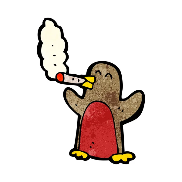 Robin smoking cigarette cartoon — Stock Vector