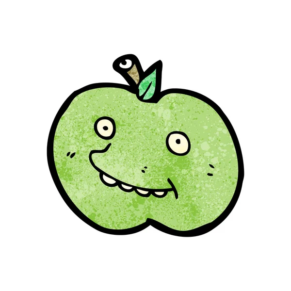 Caricature d'une mascotte de pomme verte — Image vectorielle