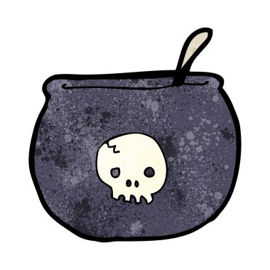 Spooky kafatası kazan karikatür