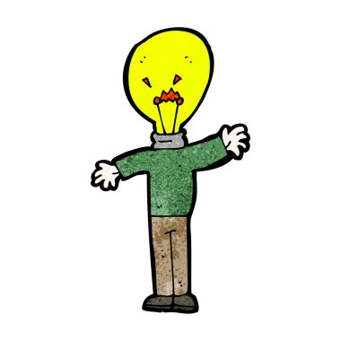 Ampul kafa karikatür (raster sürüm)