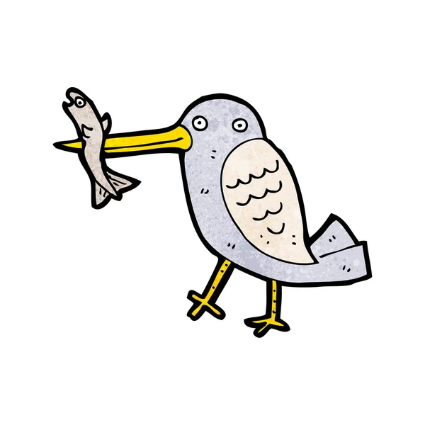 Cartoon bird catching fish — Stock Vector