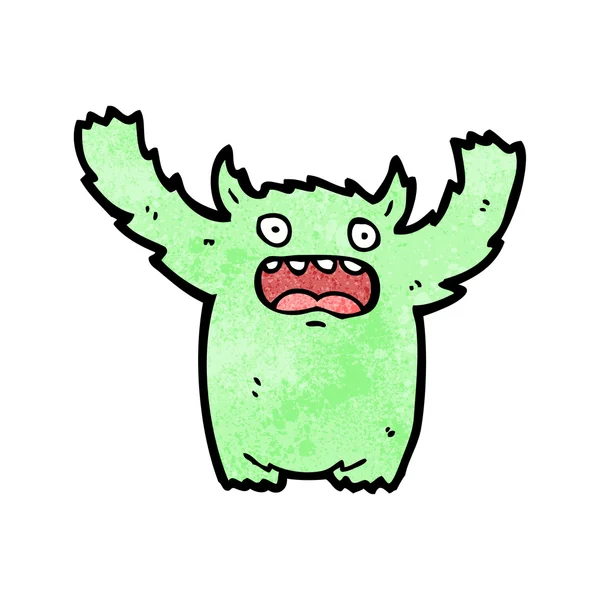 毛茸茸的绿色怪物卡通 — 图库矢量图片