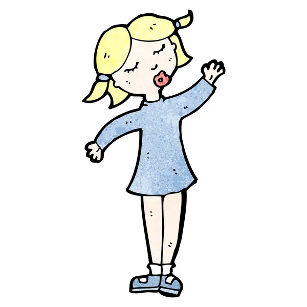 (raster version) cartoon waving woman — Stock Vector