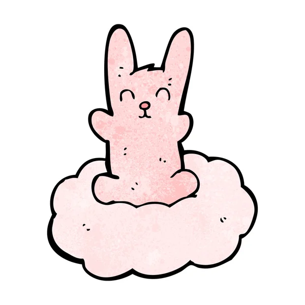 Caricature d'un lapin rose sur un nuage — Image vectorielle