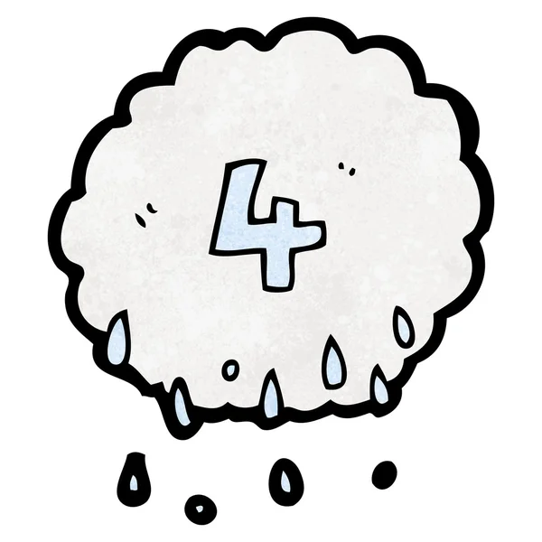 Cartoon raincloud number four — Stock Vector