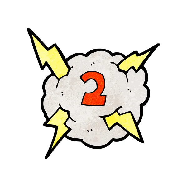 Cartoon lightning bolt storm cloud number 2 — Stock Vector