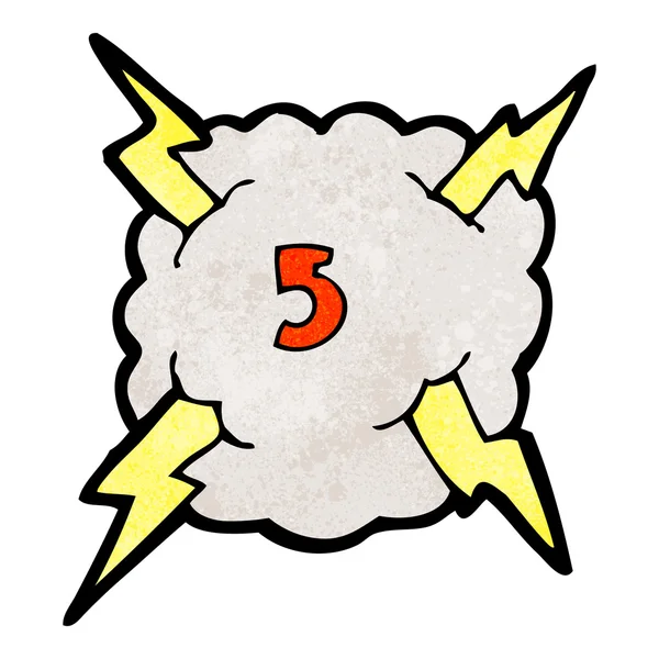 Cartoon lightning bolt storm cloud number 5 — Stock Vector