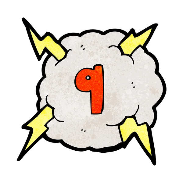 Cartoon relâmpago parafuso tempestade nuvem número 9 — Vetor de Stock