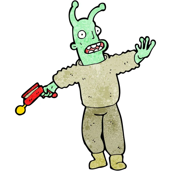 Alien verde o monstruo con un arma de rayo — Archivo Imágenes Vectoriales