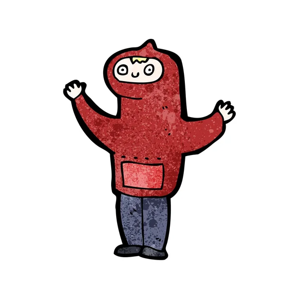 Adolescent dans capuche top dessin animé — Image vectorielle