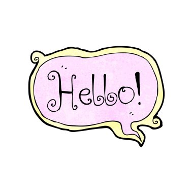 Merhaba konuşma balonu karikatür