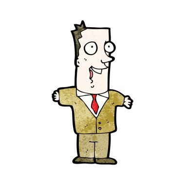 Takım elbiseli adam mutlu çizgi film