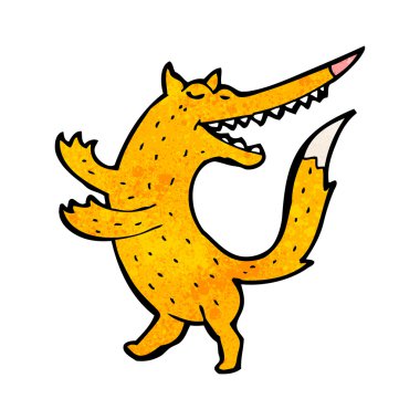 keskin dişleri ile karikatür tilki