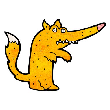 keskin dişleri ile karikatür tilki