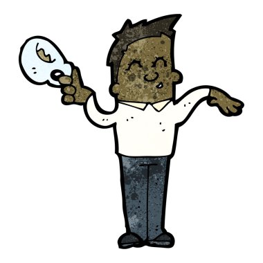 karikatür kampı adamla çay fincanı