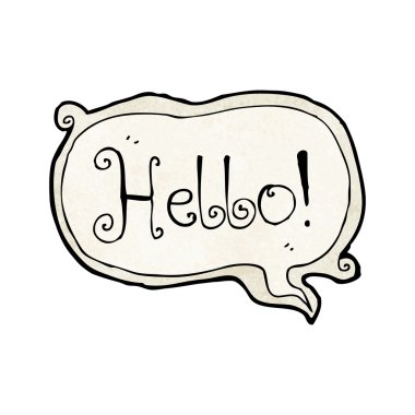 word hello ile konuşma balonu