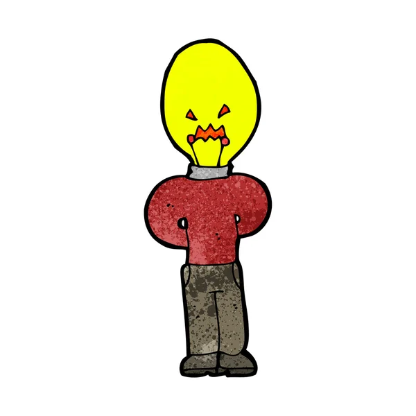 Lampadina testa personaggio cartone animato (versione raster ) — Vettoriale Stock