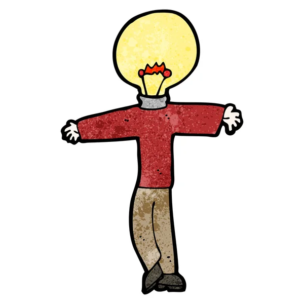 Light bulb hoofd stripfiguur (raster versie) — Stockvector