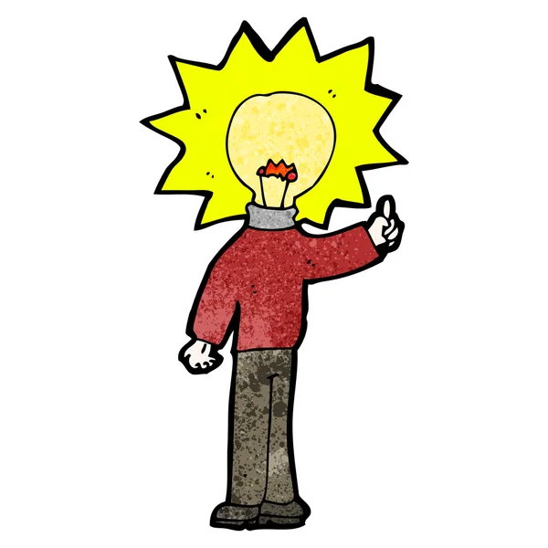 Idea light bulb head man cartoon — Stock Vector