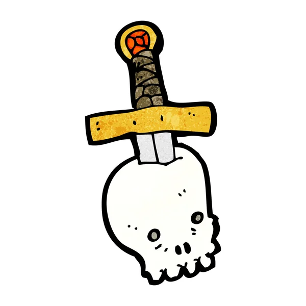 Skull stabbed with sword — Stock Vector