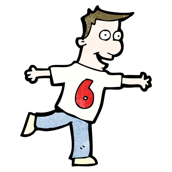 ผู้ชายการ์ตูนในเสื้อหมายเลข 6 — ภาพเวกเตอร์สต็อก
