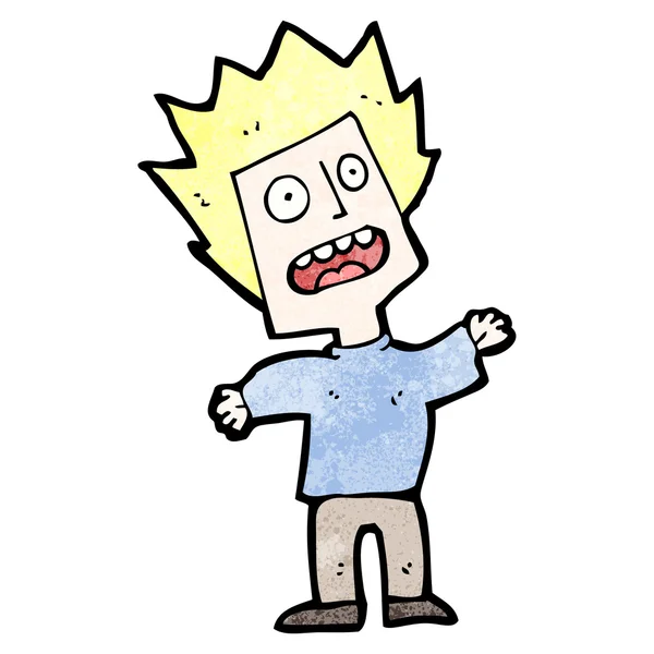 Bang blonde jongen cartoon — Stockvector