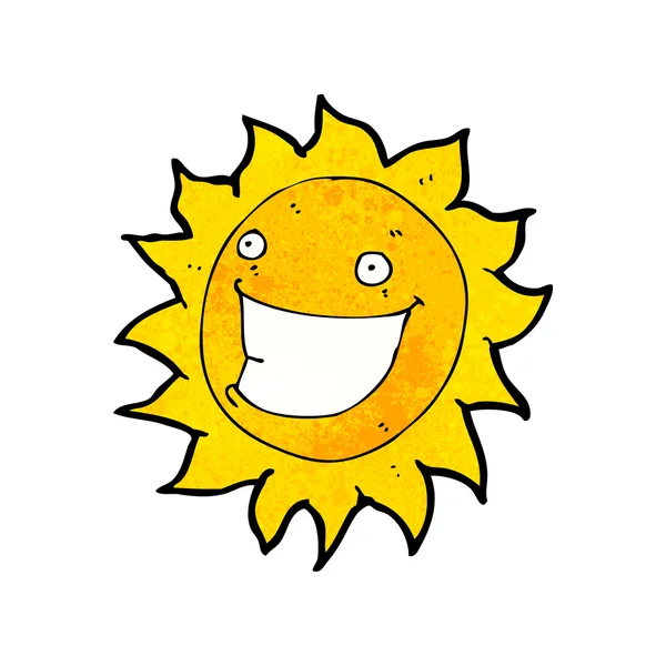 Grijnzende zon cartoon — Stockvector