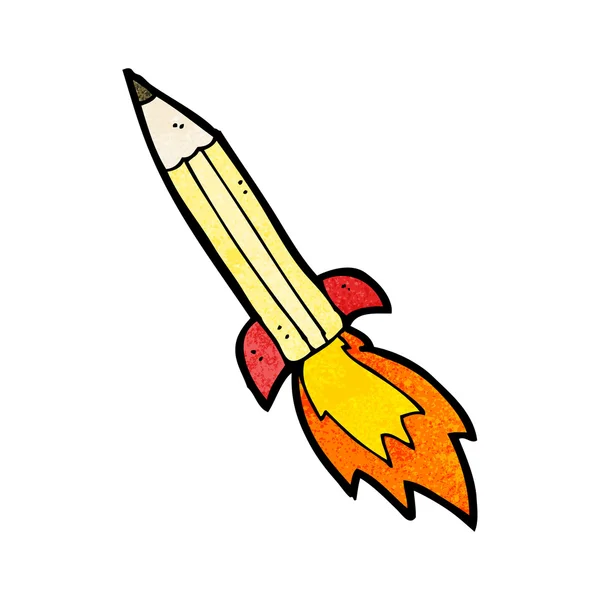 비행 연필 로켓 만화 — 스톡 벡터