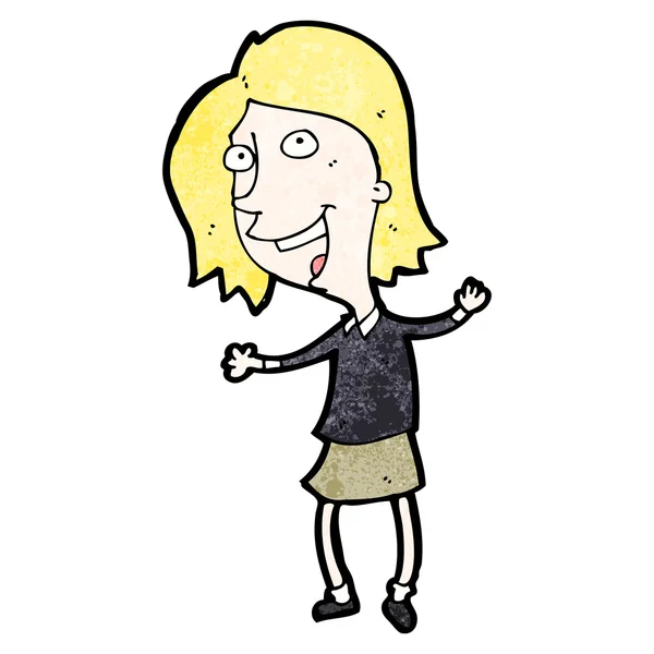 興奮した女性を漫画します。 — ストックベクタ