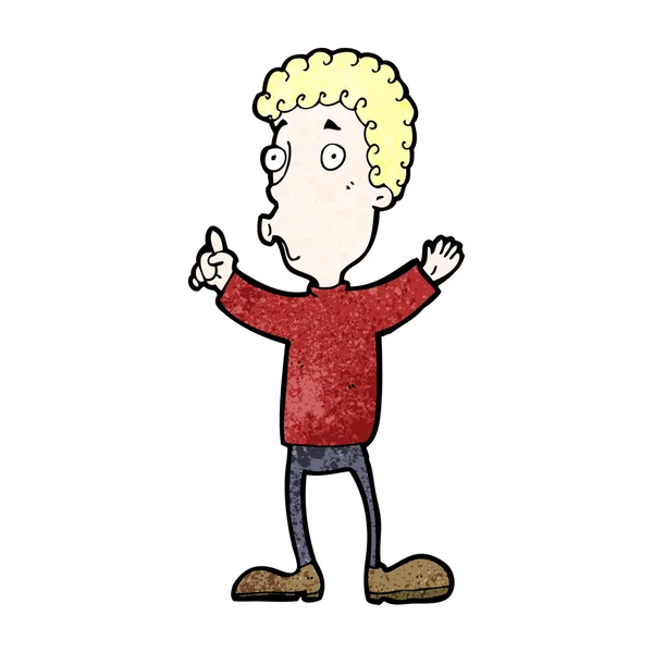 Cartoon blond boy with idea — Stock Vector