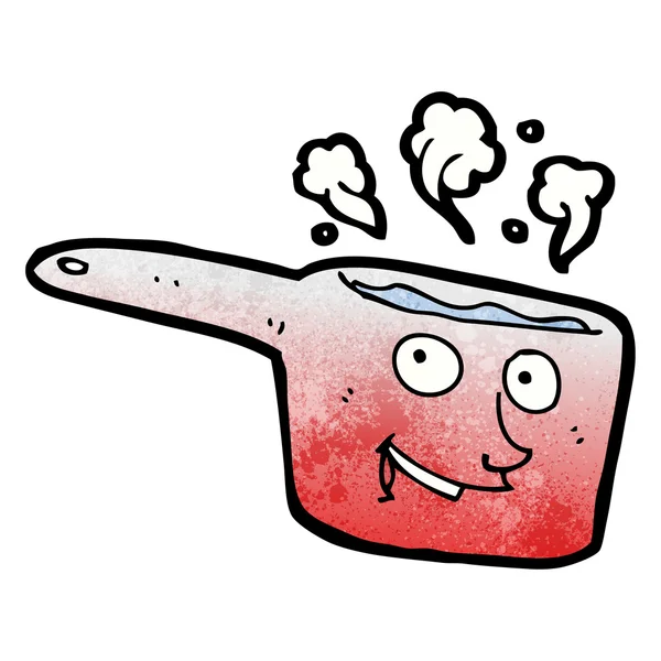 Bouillir chaud casserole personnage de dessin animé — Image vectorielle