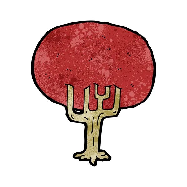 Albero dei cartoni animati con foglie rosse — Vettoriale Stock
