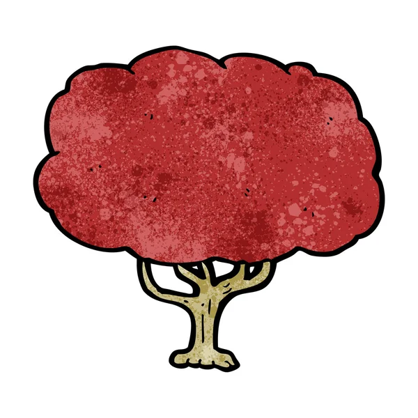 Albero dei cartoni animati con foglie rosse — Vettoriale Stock