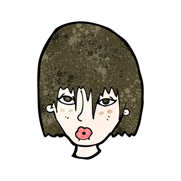 Mujer haciendo pucheros labios de dibujos animados — Vector de stock