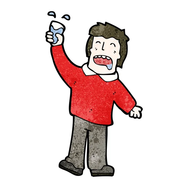 Dessin animé homme boire messily — Image vectorielle