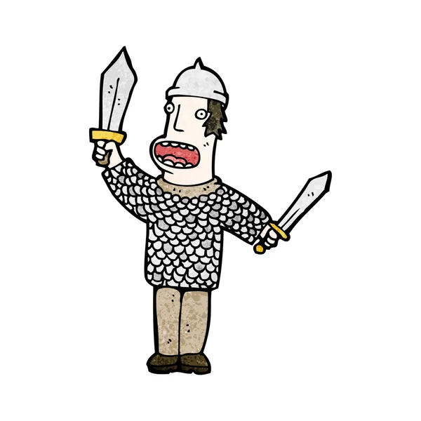 Desenhos animados de guerreiro medieval — Vetor de Stock